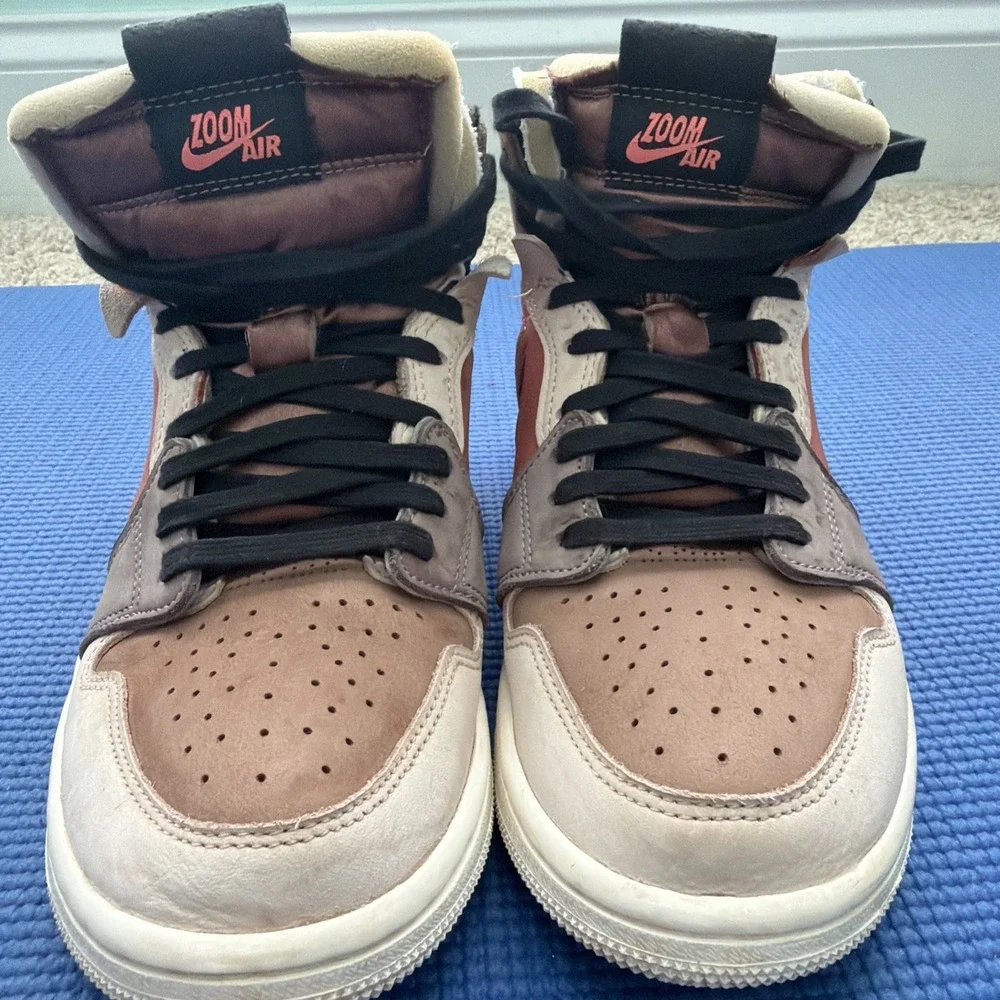 Nike Air Jordan 1 ZOOM AIR High Top Suede Sneakers Brown Tan Sz-US 7 Basketball